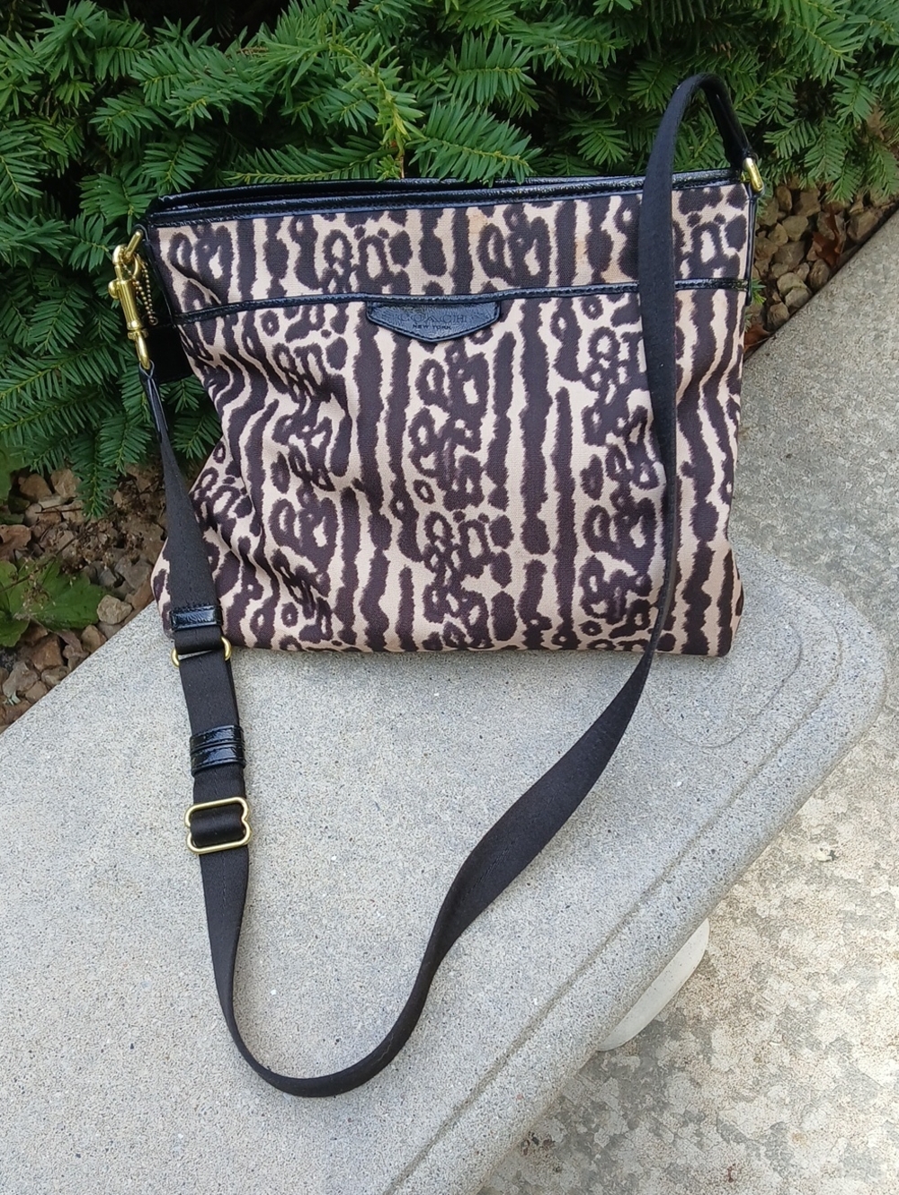 Coach Ocelot / Leopard Print Crossbody File Bag (Style F31686).